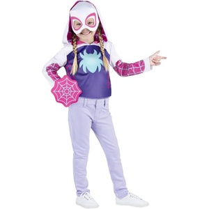image:imageMarvel Ghost Spider Toddler DressUp Box Set  Costume Top Fabric Mask Web Shield Accessory and Mini Toy Vehicle 3T4T Multi
