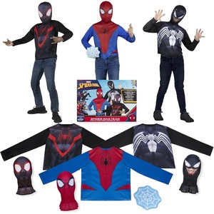 image:imageMarvel SpiderMan Team Halloween Costume Dress Up Box  MediumSize LongSleeved Tops and Fabric Masks for SpiderMan Miles Morales and Venom  Size M 810