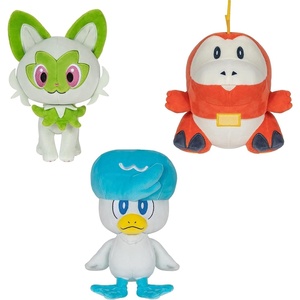 image:imagePokmon Paldea First Partner Plush 3 Pack  8Inch Pokmon Plush of Fuecoco Quaxly and Sprigatito