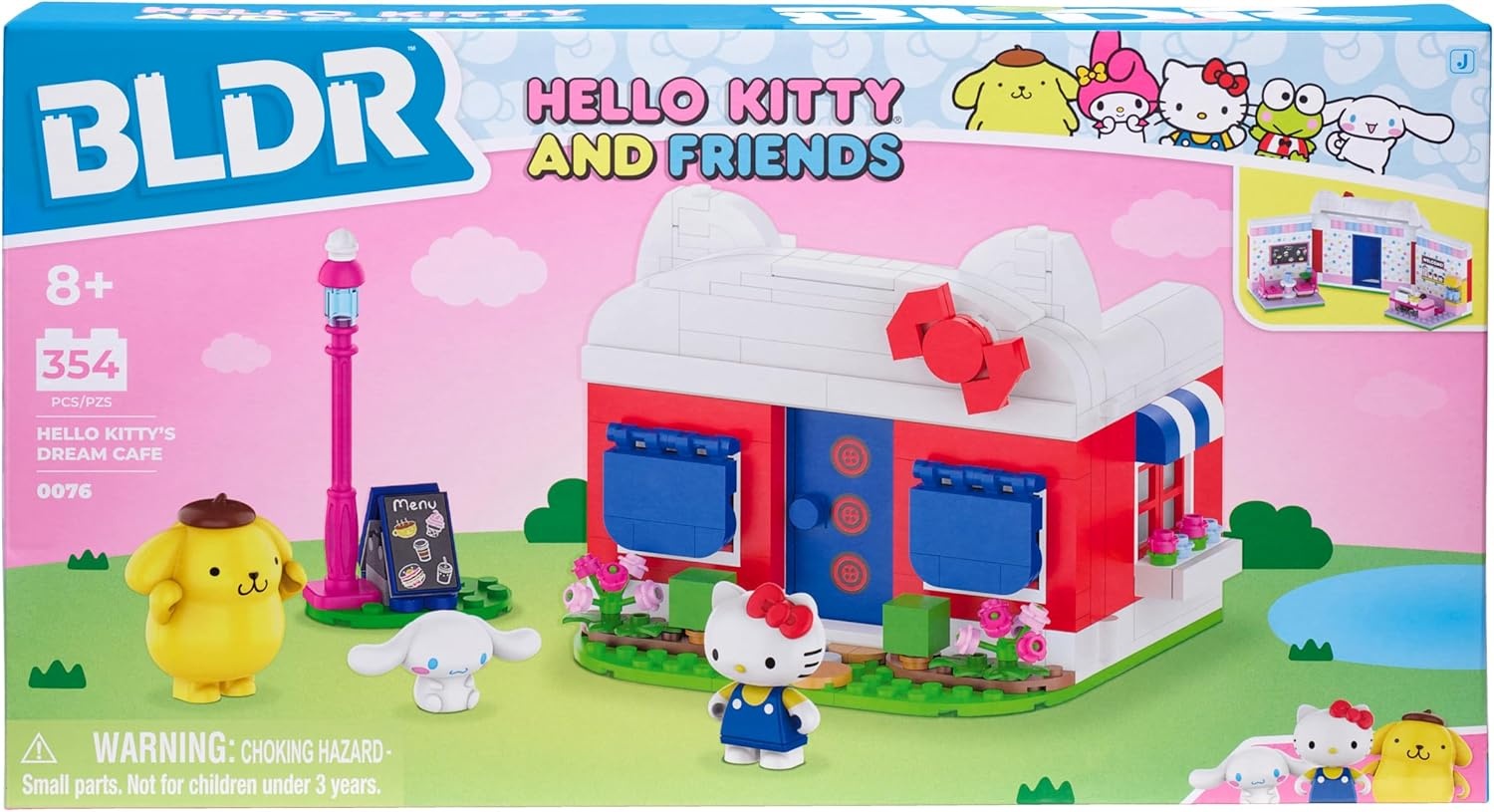 image:imageBLDR Hello Kitty and Friends Hello Kittys Dream Cafe Building Set 0076 with Hello Kitty Cinnamoroll and Pompompurin Minifigures Gift for Kids and Sanrio Fans Ages 8