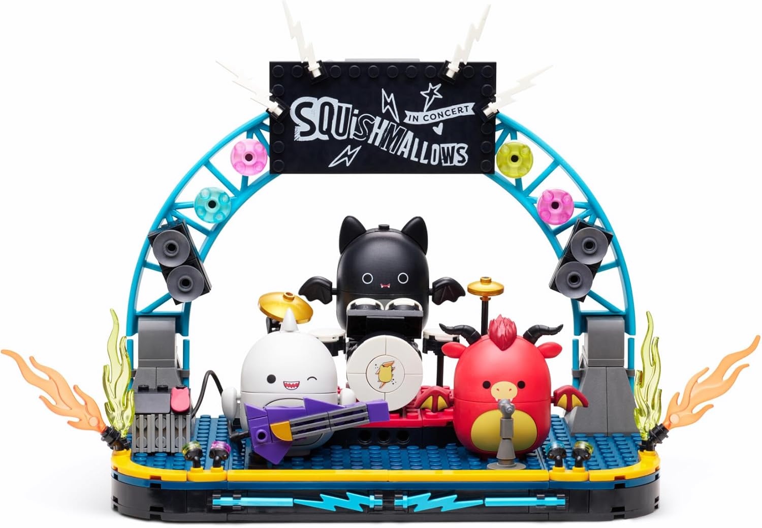 image:imageBLDR Squishmallows 375piece Squish Tour Concert Building Set 0051 Includes Squishmallows Buildable Figures Emily Gordon and Jarik