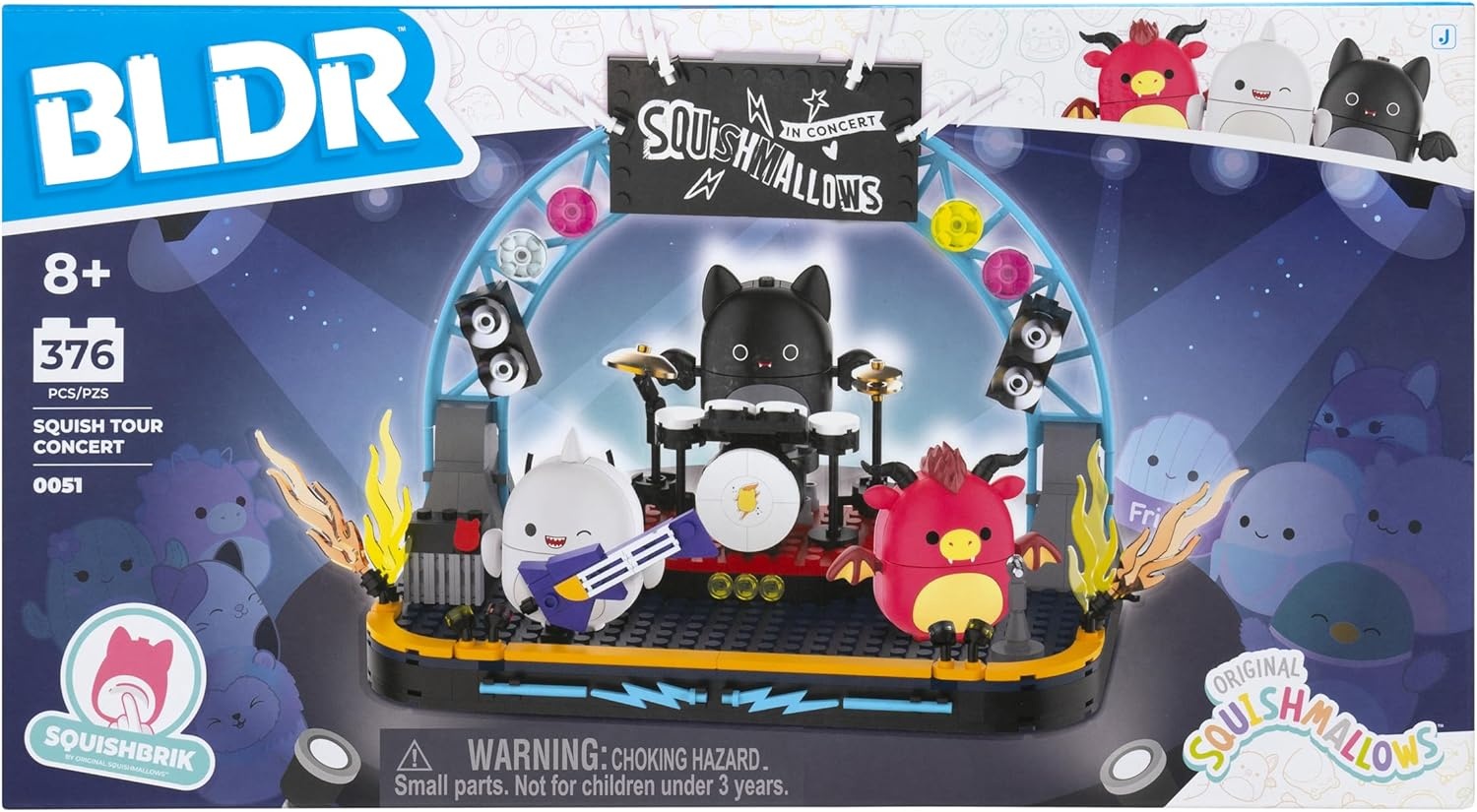 image:imageBLDR Squishmallows 375piece Squish Tour Concert Building Set 0051 Includes Squishmallows Buildable Figures Emily Gordon and Jarik