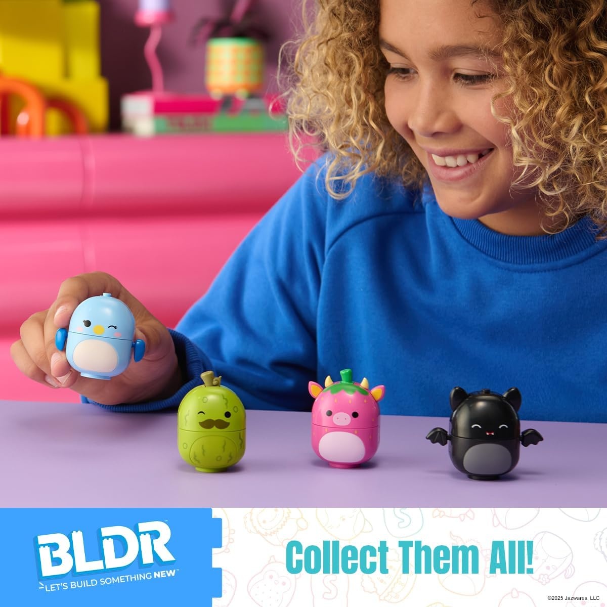 image:imageBLDR Squishmallows Buildable Figure Emily The Bat Bebe The Bluebird Cleary The Strawberry Cow Charles The Pickle Squishmallows Fans 6 0225Series 3