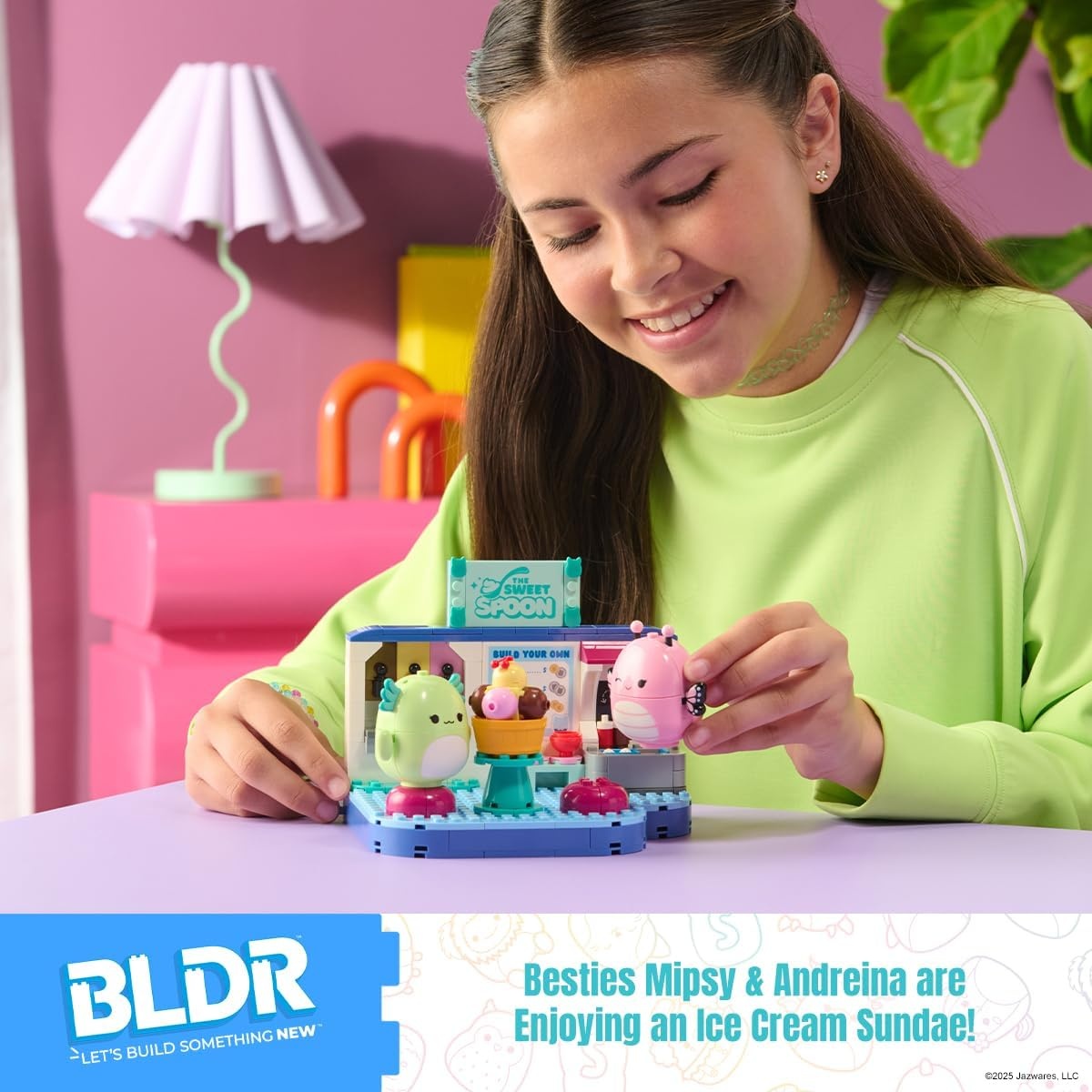 image:imageBLDR Squishmallows Frozen Yogurt Fun Building Set Andreina The Butterfly Mipsy The Axolotl Buildable Figures Squishmallows Fans 8 0096