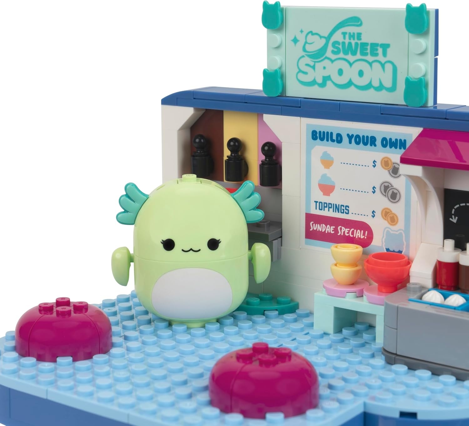 image:imageBLDR Squishmallows Frozen Yogurt Fun Building Set Andreina The Butterfly Mipsy The Axolotl Buildable Figures Squishmallows Fans 8 0096