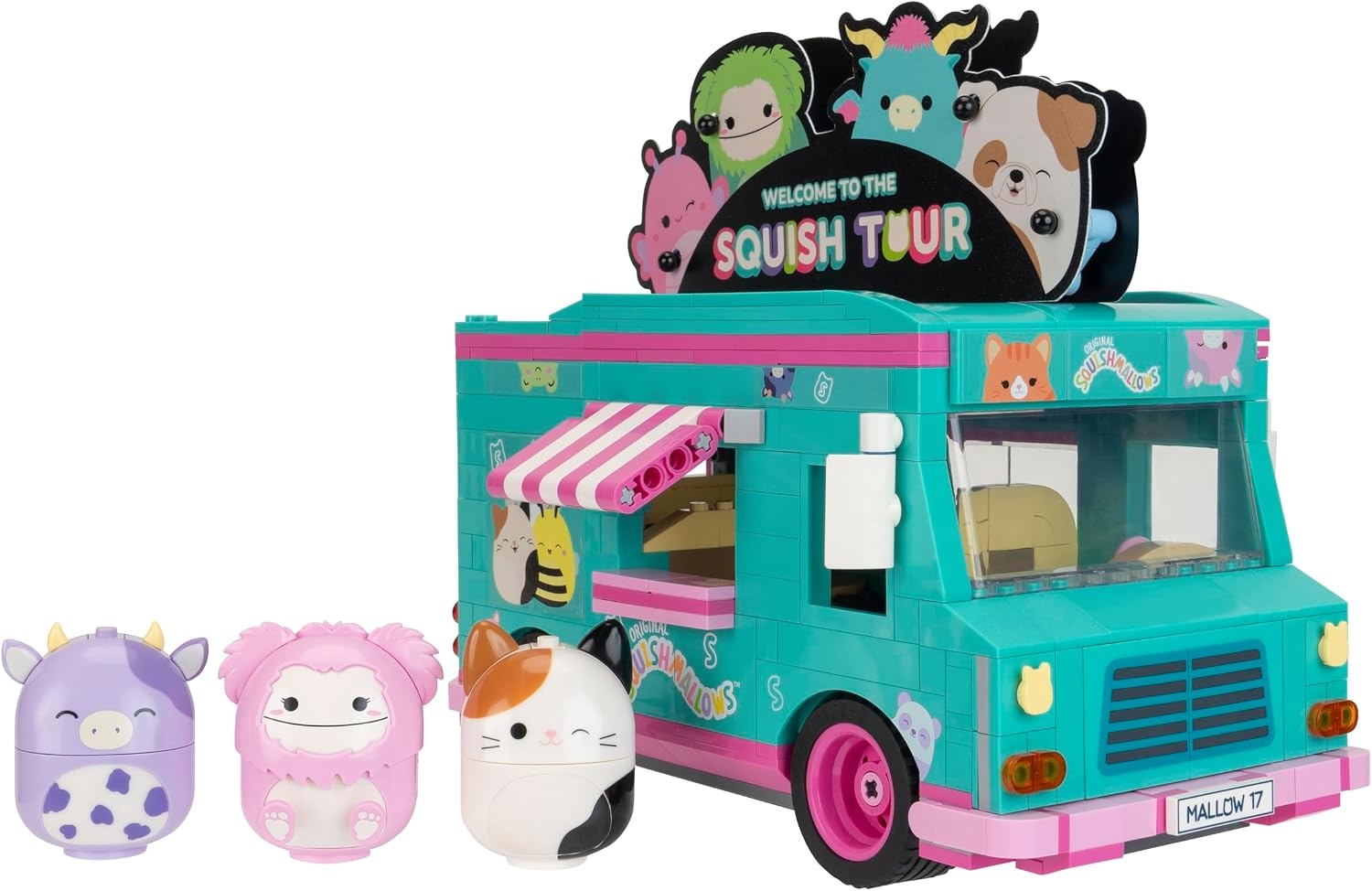 image:imageBLDR Squishmallows Squish Tour Van Building Set Cam The Cat Bubba The Cow amp Brina The Bigfoot Buildable Figures Squishmallows Fans 8 0098