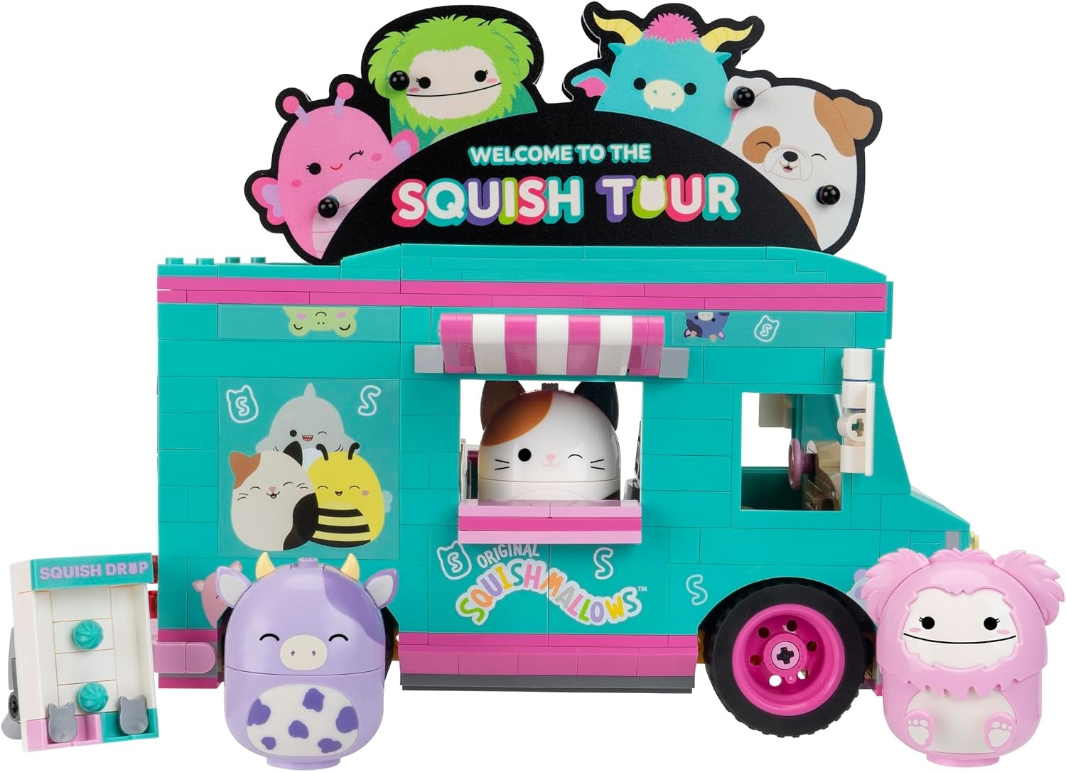 image:imageBLDR Squishmallows Squish Tour Van Building Set Cam The Cat Bubba The Cow amp Brina The Bigfoot Buildable Figures Squishmallows Fans 8 0098