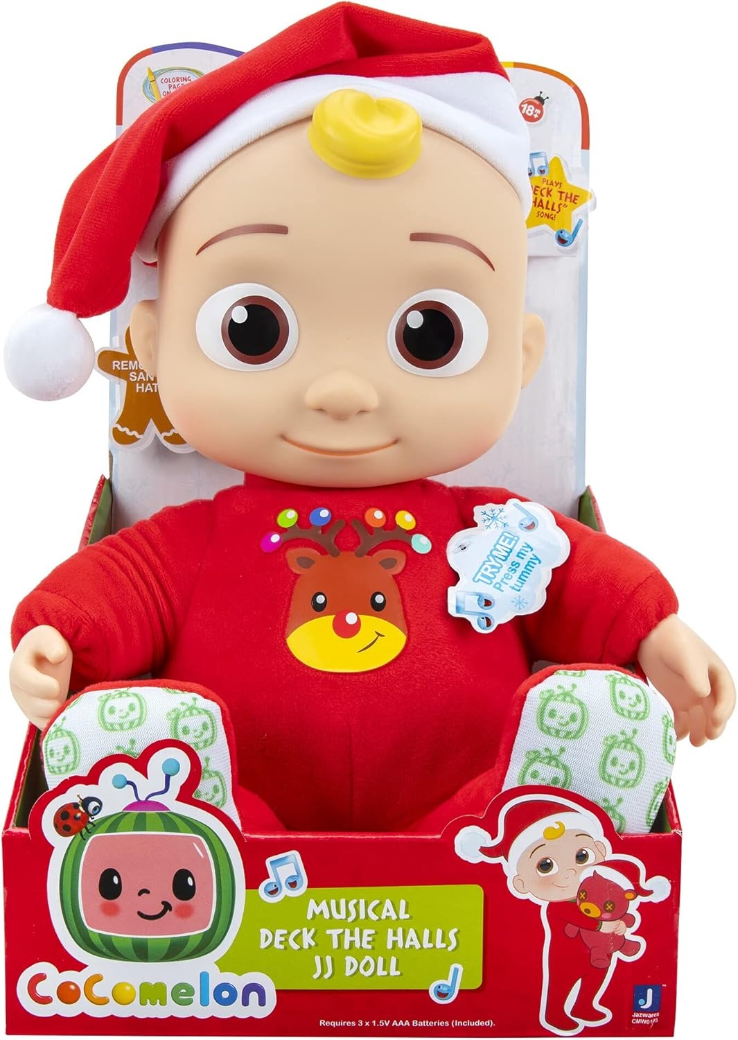 image:imageCoComelon Musical Deck The Halls JJ Includes JJ Roto Doll with Santa Hat Festive Doll with Activated Sounds Toys for PreschoolersFestive