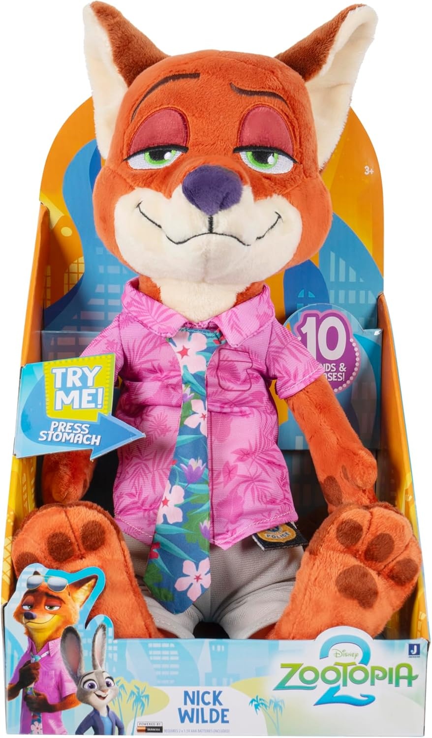 image:imageDisneys Zootopia 2 14 Feature Plush Nick Wilde 10 Sounds and Phrases Plush Toys for Kids and Preschoolers Suitable for Ages 3Nick Wilde
