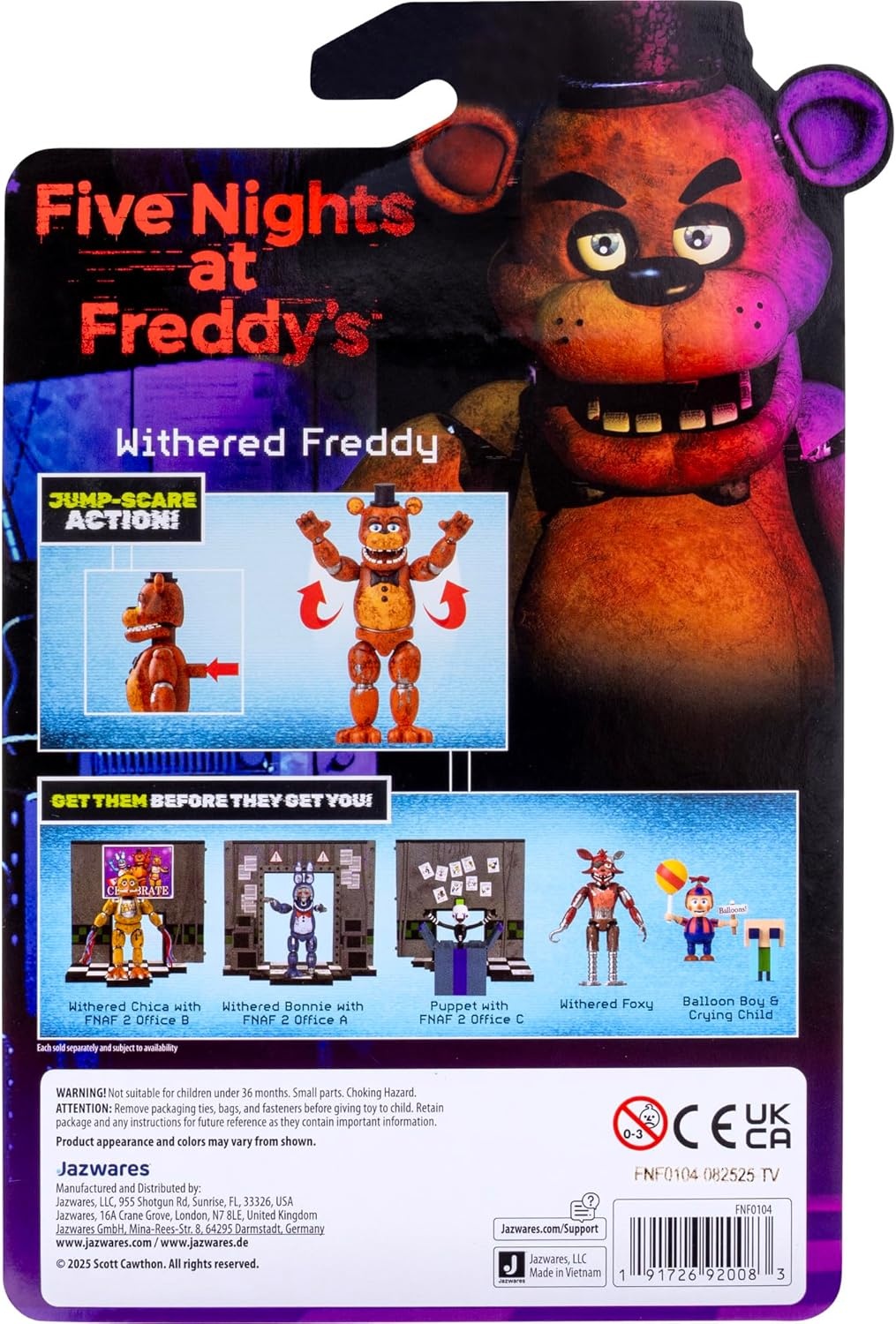image:imageFive Nights at Freddys Classic Bonnie 5Inch Articulated Figure with Jumpscare Feature and GlowinTheDark EyesWithered Freddy