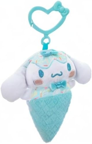 image:imageHello Kitty and Friends 4Pack Ice Cream ClipOn Plush Featuring Hello Kitty Kuromi My Melody and Cinnamoroll with Unique Bow ClipsIce Cream