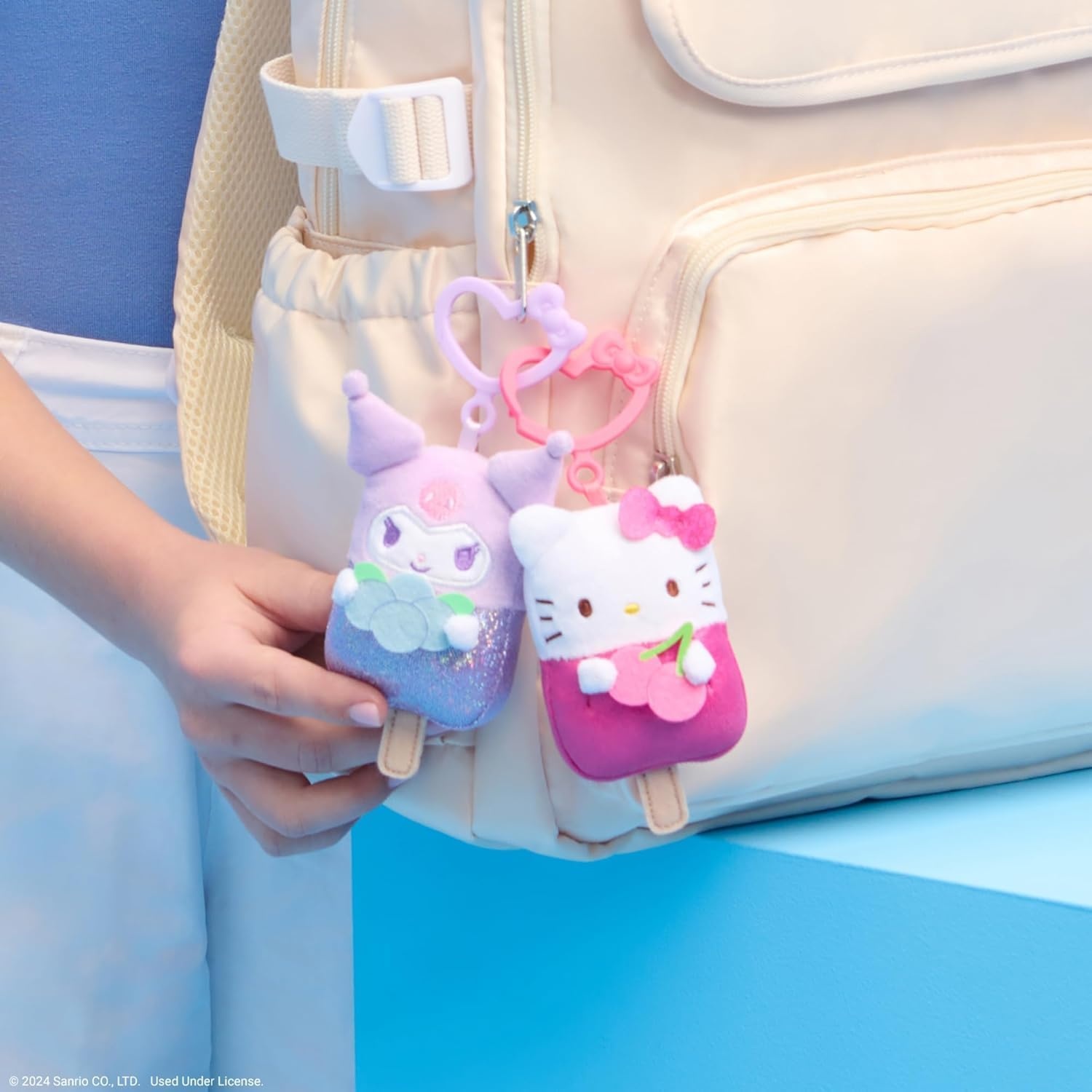 image:imageHello Kitty and Friends 4Pack Ice Cream ClipOn Plush Featuring Hello Kitty Kuromi My Melody and Cinnamoroll with Unique Bow ClipsPopsicle