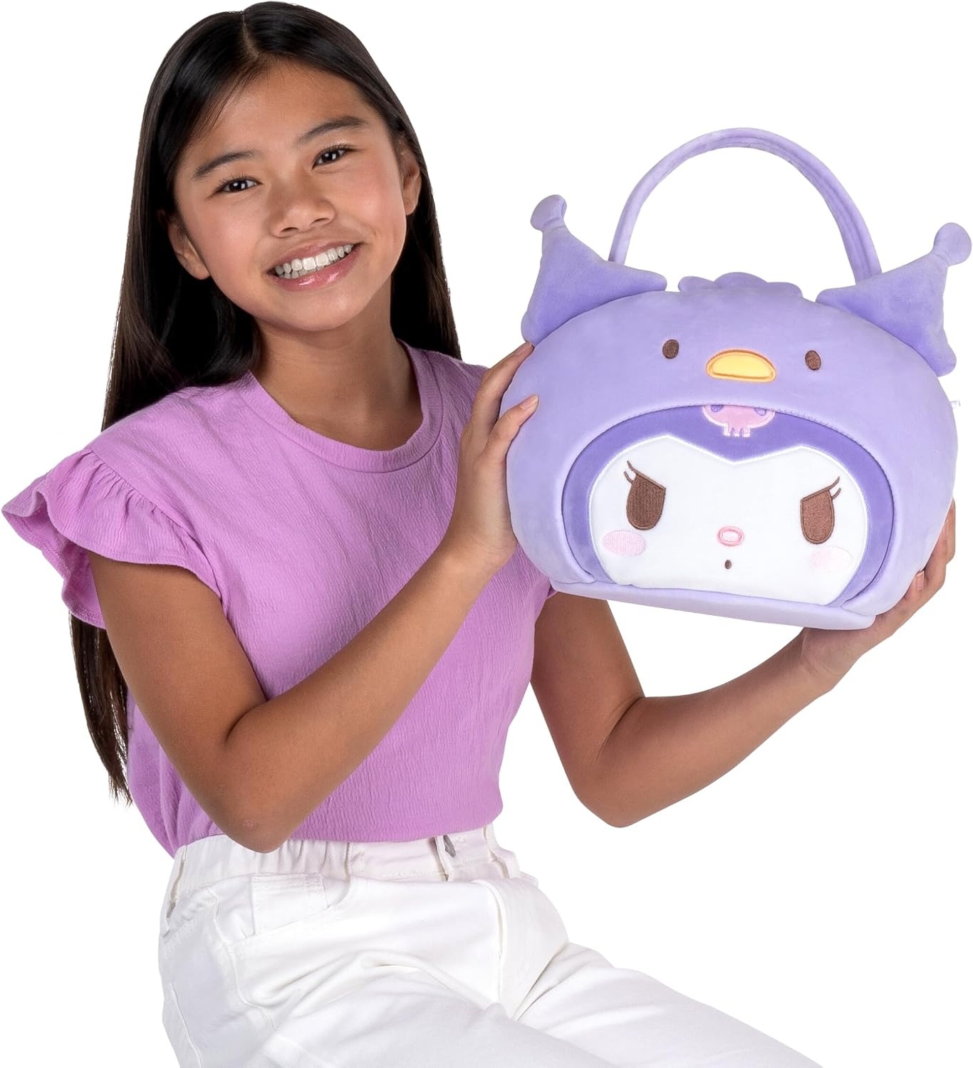 image:imageHello Kitty and Friends Official Kuromi Heart Pail Accessory 12Inch Embroidered Treat Pail with Character Design and Carry HandleKuromi