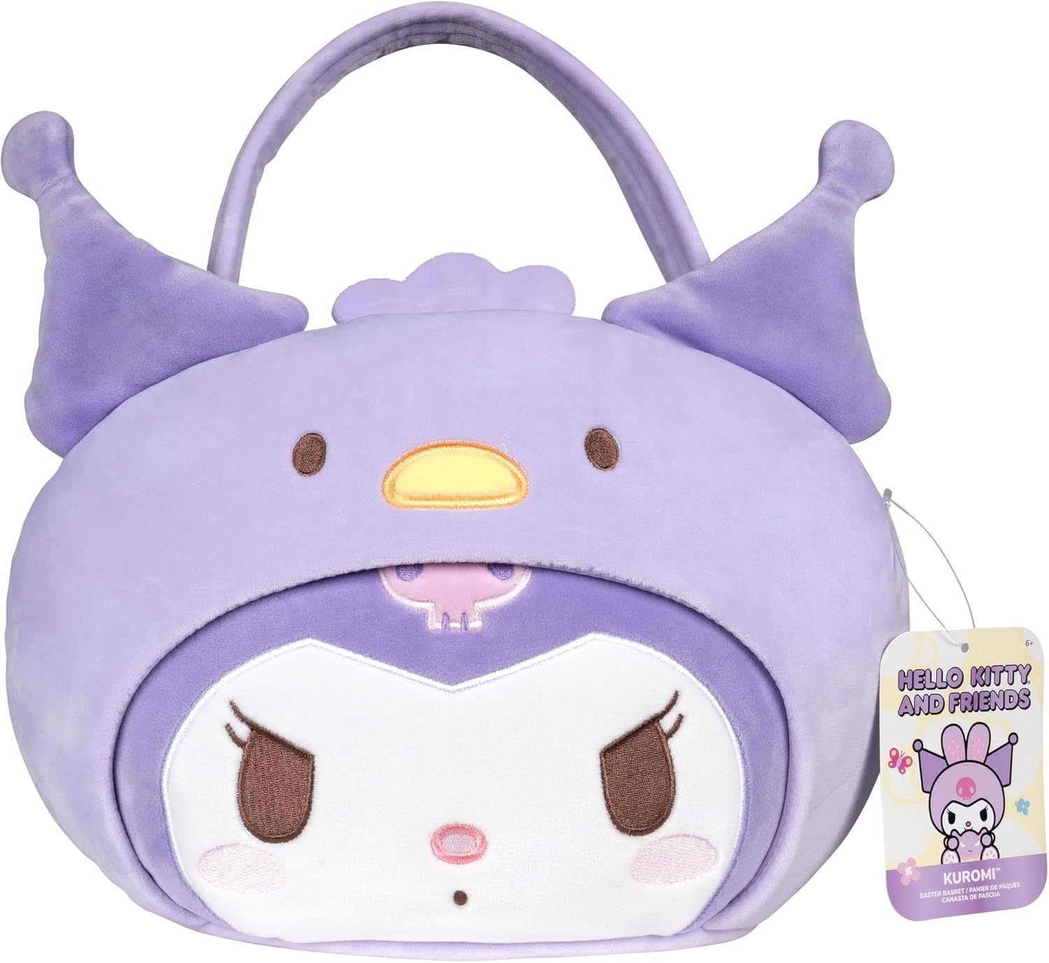 image:imageHello Kitty and Friends Official Kuromi Heart Pail Accessory 12Inch Embroidered Treat Pail with Character Design and Carry HandleKuromi
