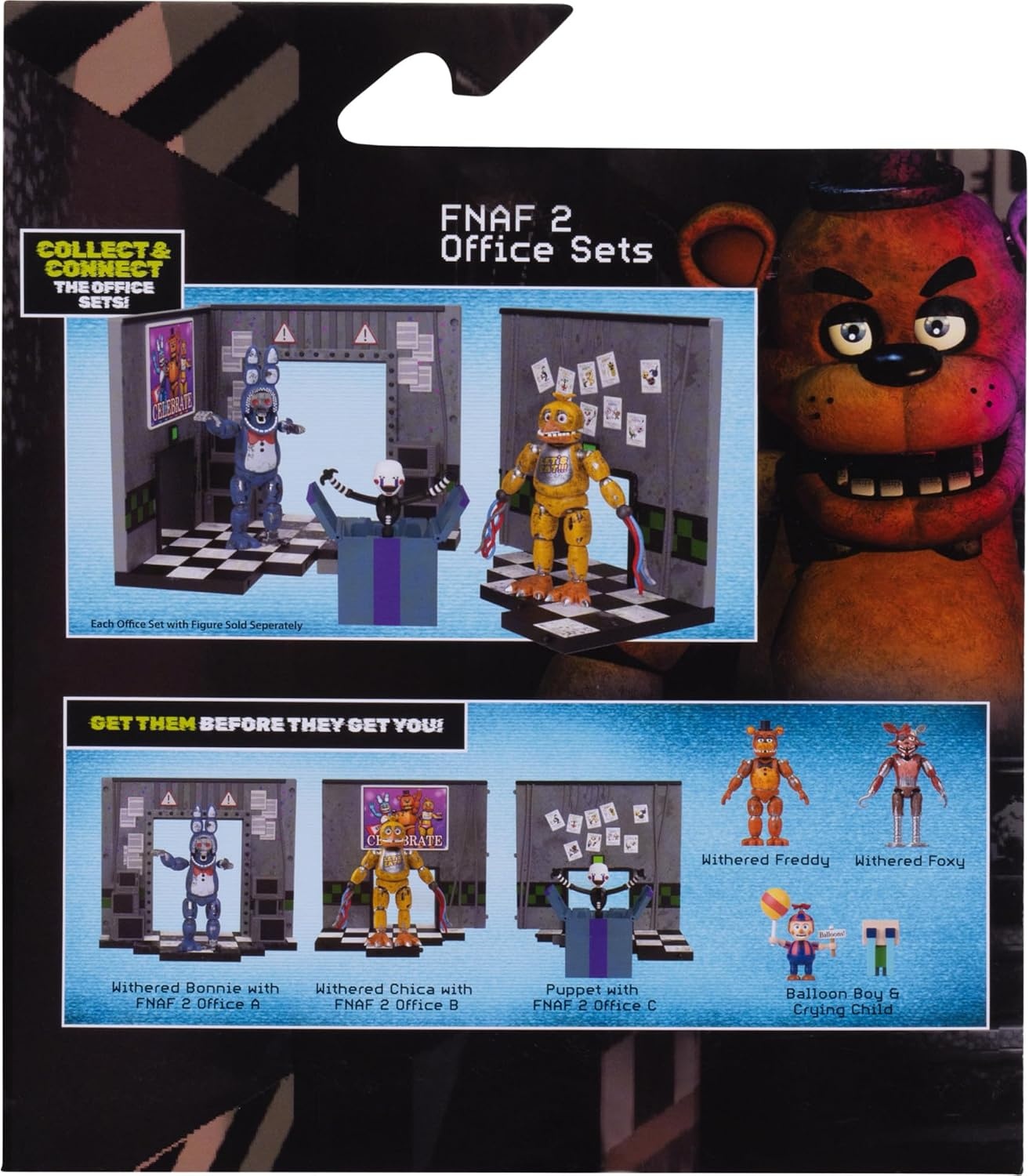 image:imageJazwares Five Nights at Freddys Puppet Office Set 5Inch Articulated Figure with Jumpscare Feature GlowinTheDark Eyes and Optical DioramaAction FiguresCollectiblesBoys Toys