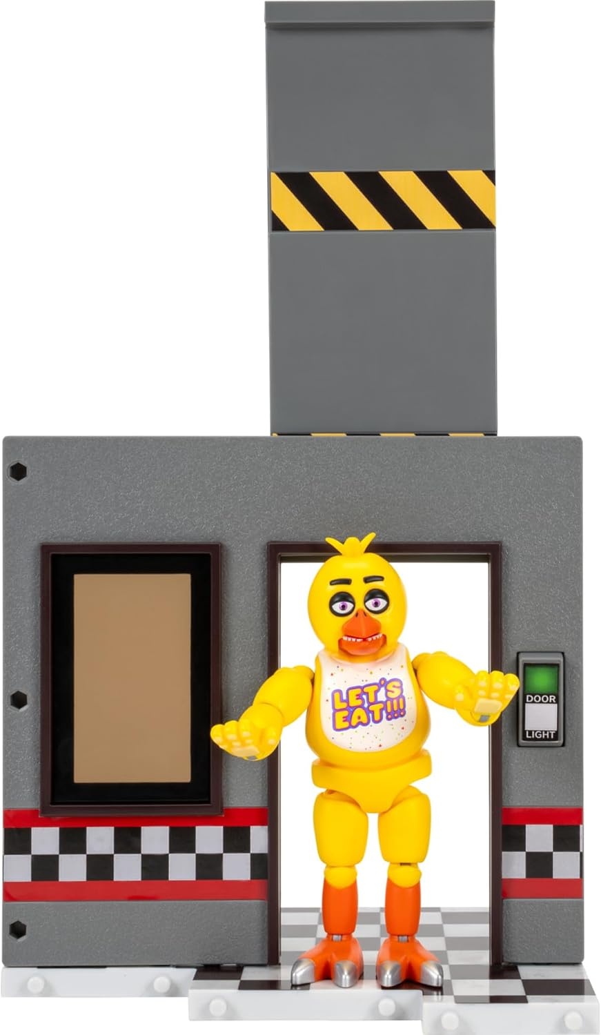 image:imageJazwares Five Nights at Freddys Puppet Office Set 5Inch Articulated Figure with Jumpscare Feature GlowinTheDark Eyes and Optical DioramaClassic Chica