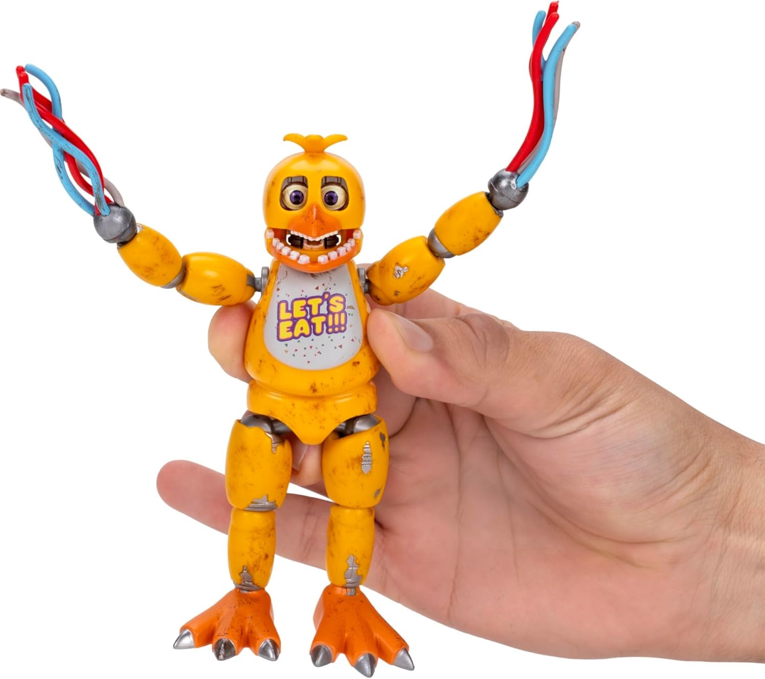 image:imageJazwares Five Nights at Freddys Withered Chica Office Set 5Inch Articulated Figure with Jumpscare Feature GlowinTheDark Eyes and Optical Diorama