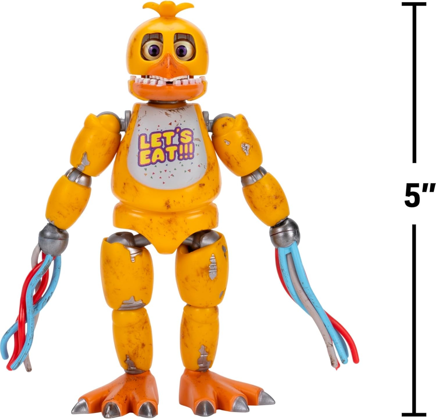 image:imageJazwares Five Nights at Freddys Withered Chica Office Set 5Inch Articulated Figure with Jumpscare Feature GlowinTheDark Eyes and Optical Diorama
