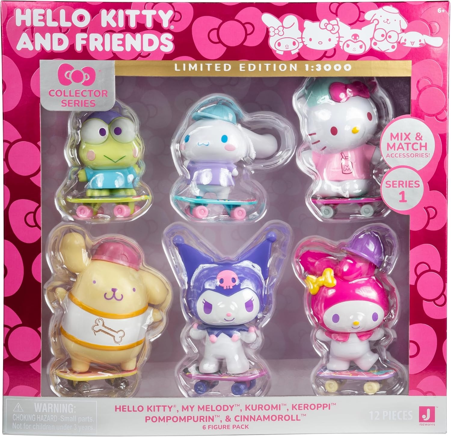 image:imageJazwares Hello Kitty and Friends 4 UltraPremier 6Figure Set Hello Kitty Kuromi My Melody Cinnamoroll Pompompurin and Keroppi Officially Licensed Sanrio Product from
