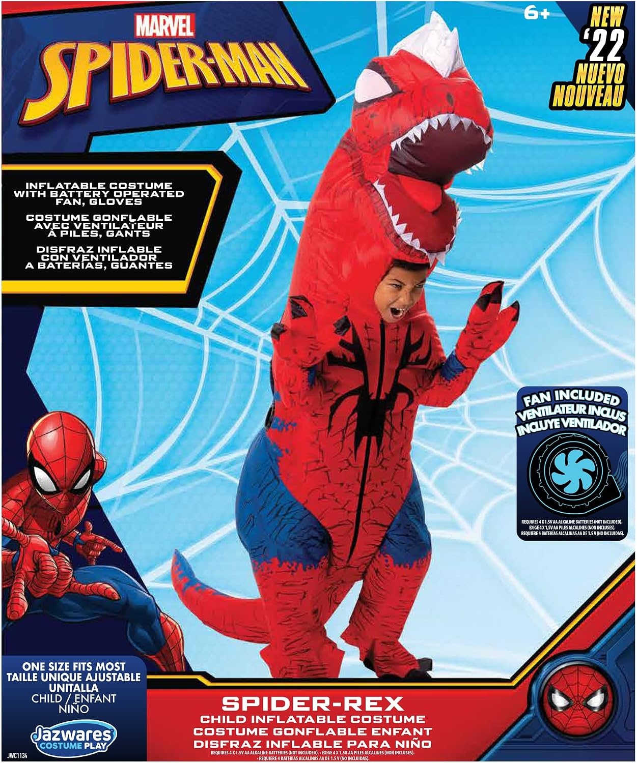 image:imageJazwares MARVELS SPIDERREX INFLATABLE COSTUME Inflatable Child Halloween Costume of SpiderRex Dinosaur Standard