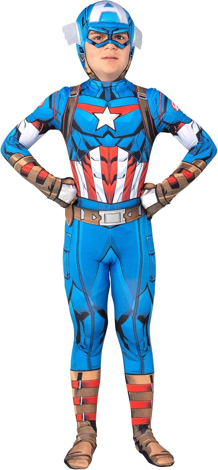 image:imageMARVEL Captain America Official Youth Deluxe Zentai Halloween CostumeS 47