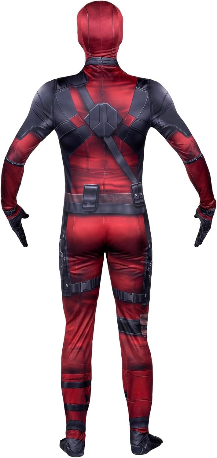 image:imageMARVEL Deadpool Official Adult Deluxe Zentai Halloween Costume Stretch Spandex with Wrist SlitsS