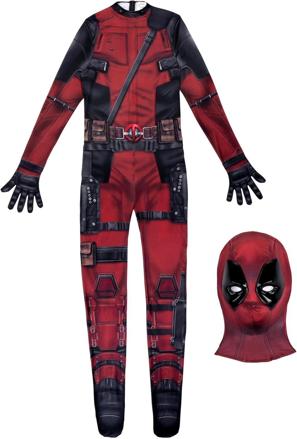 image:imageMARVEL Deadpool Official Adult Deluxe Zentai Halloween Costume Stretch Spandex with Wrist SlitsS
