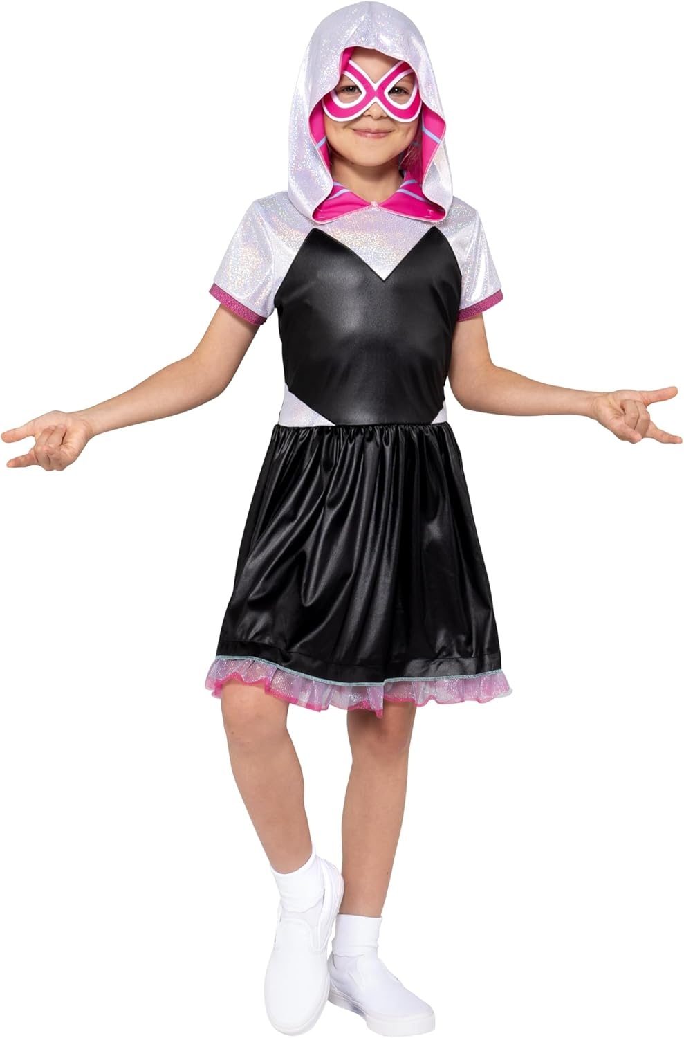 image:imageMARVEL Ghost Spider Official Youth Halloween Dress Premium Quality Printed Dress with Fabric Half MaskM 810