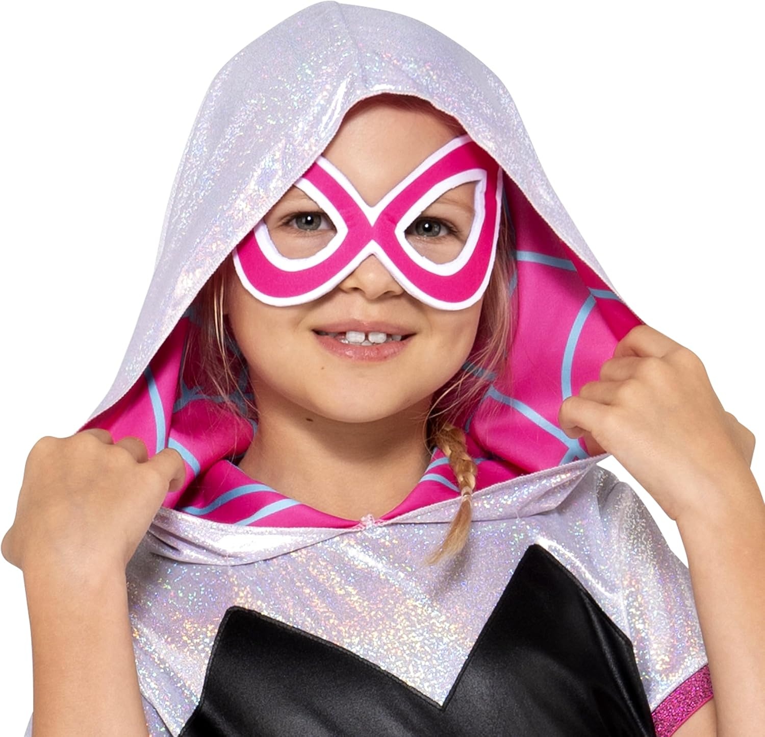 image:imageMARVEL Ghost Spider Official Youth Halloween Dress Premium Quality Printed Dress with Fabric Half MaskM 810
