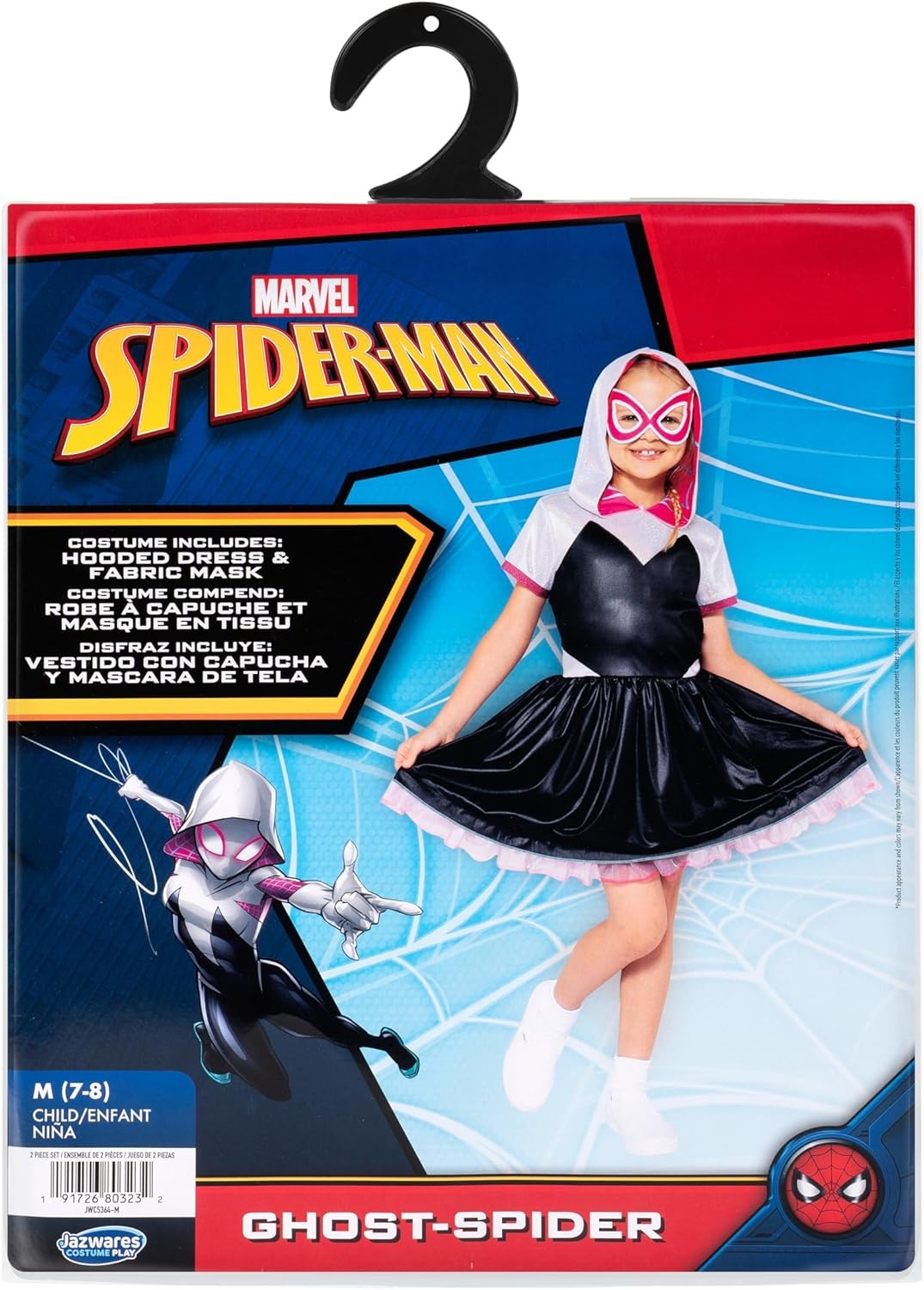 image:imageMARVEL Ghost Spider Official Youth Halloween Dress Premium Quality Printed Dress with Fabric Half MaskS 47