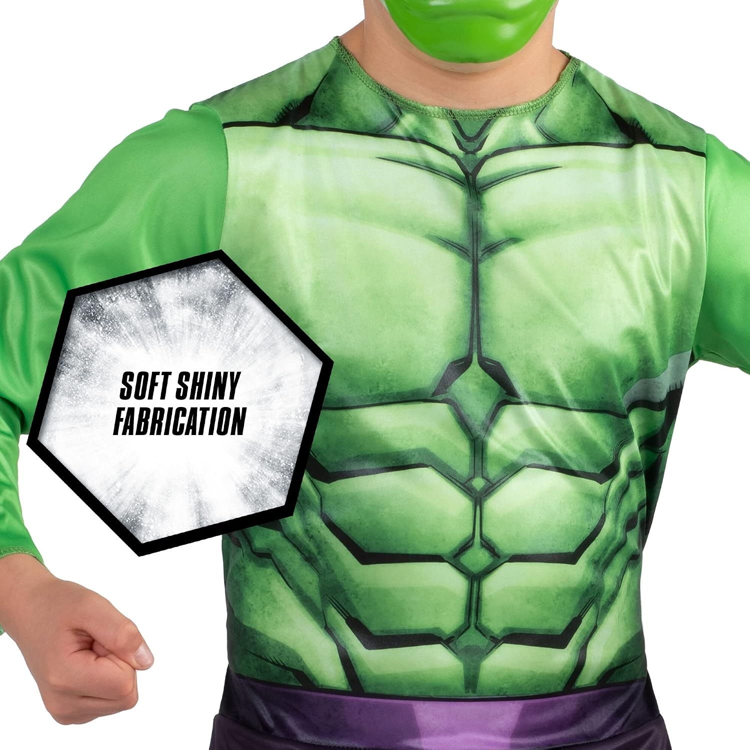image:imageMARVEL Hulk Official Youth Halloween Costume Premium Quality Fabric Jumpsuit with Printed Design and Plastic MaskS 57