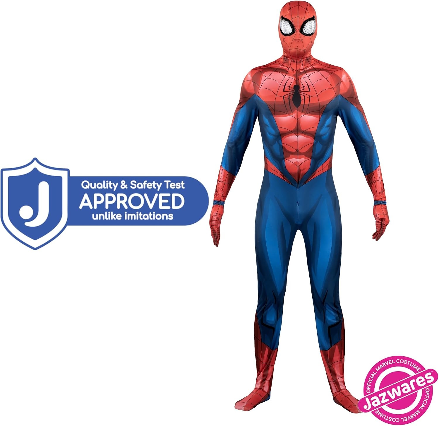image:imageMARVEL SpiderMan Official Adult Deluxe Zentai Halloween Costume Stretch Spandex with Hidden Zippers and Wrist SlitsXL