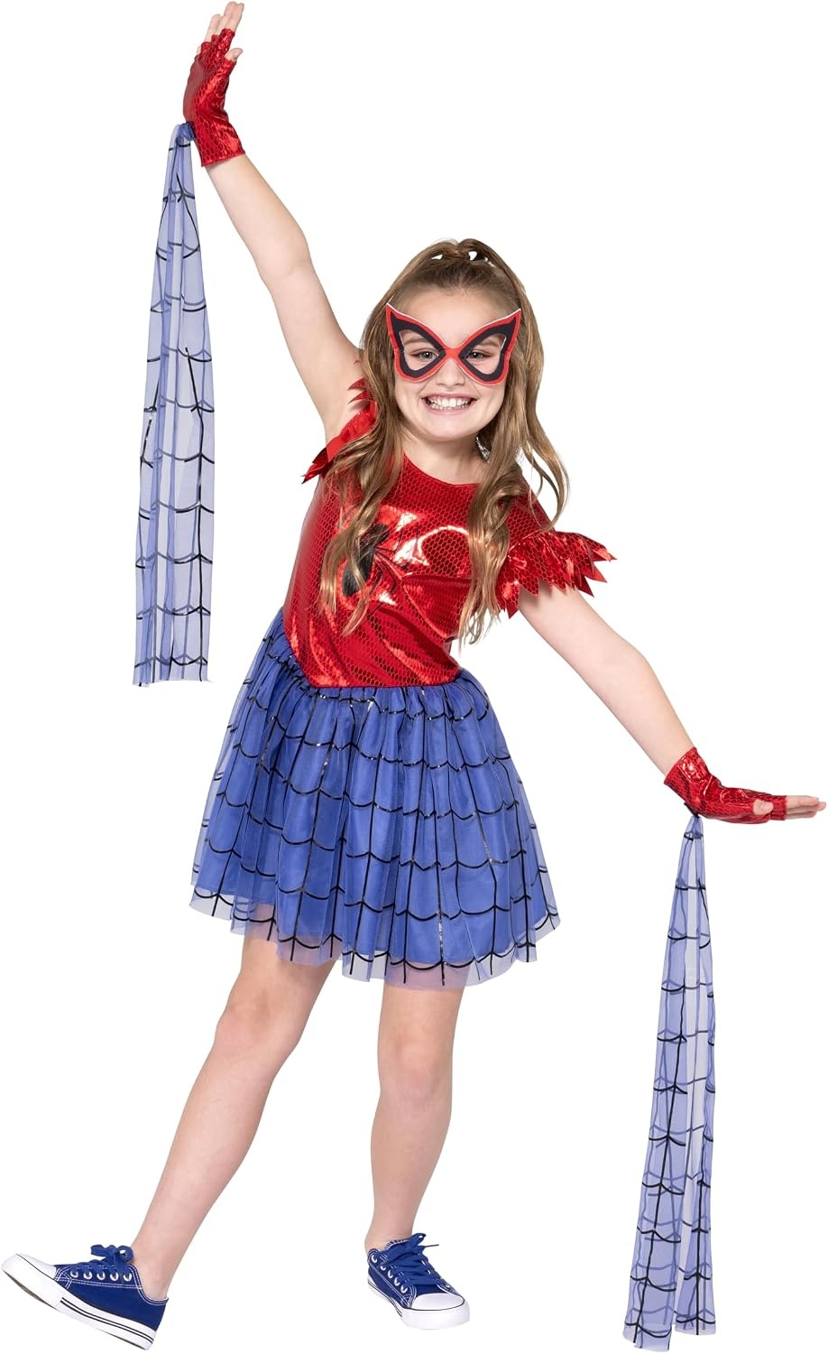 image:imageMARVEL SpiderMan Official Youth Halloween Dress Premium Quality Printed Dress with Fabric Half MaskS 47