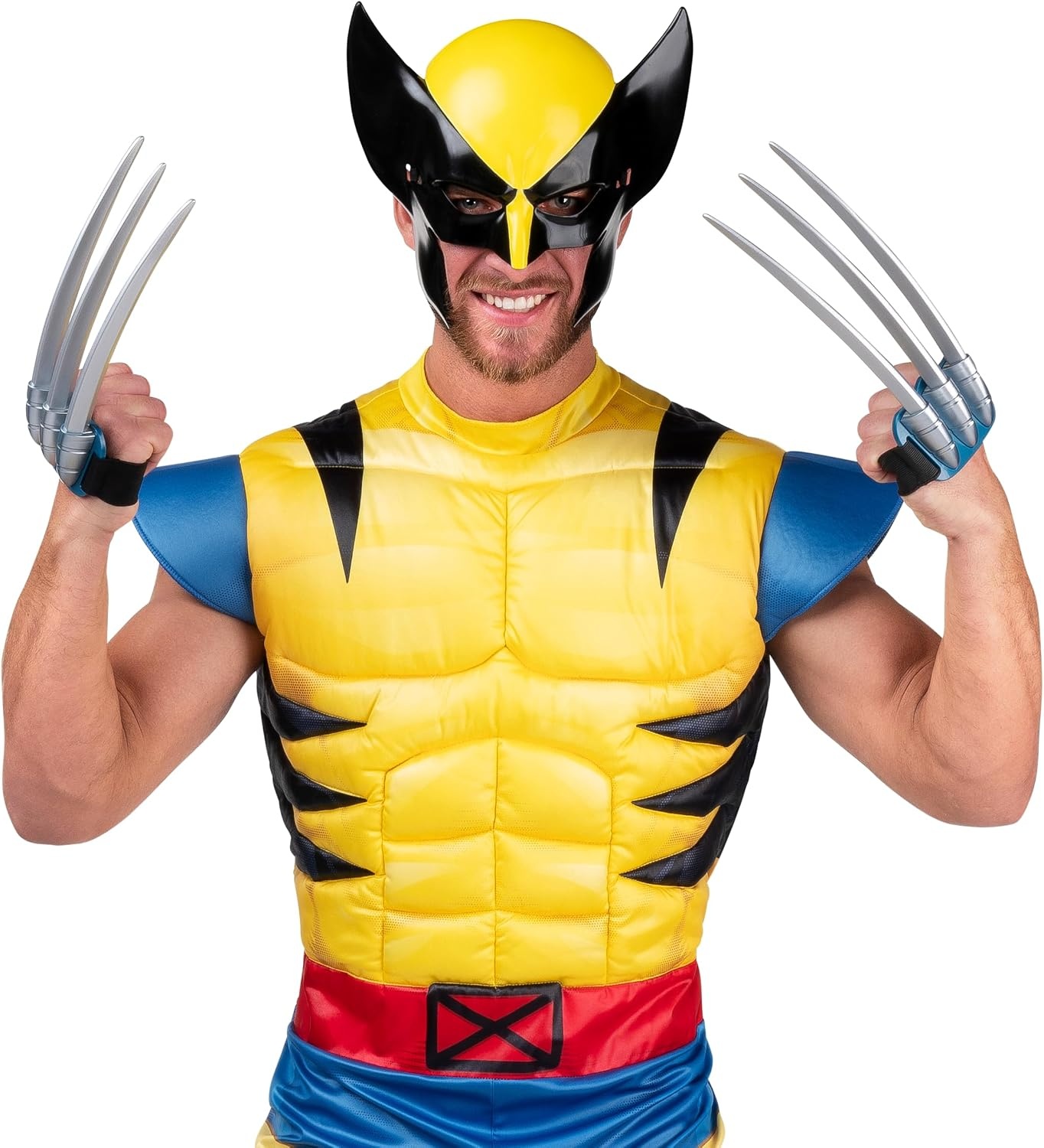 image:imageMARVEL Wolverine Official Adult Halloween Accessory Kit Plastic Mask with Elastic Strap plus Two Claw Accessories
