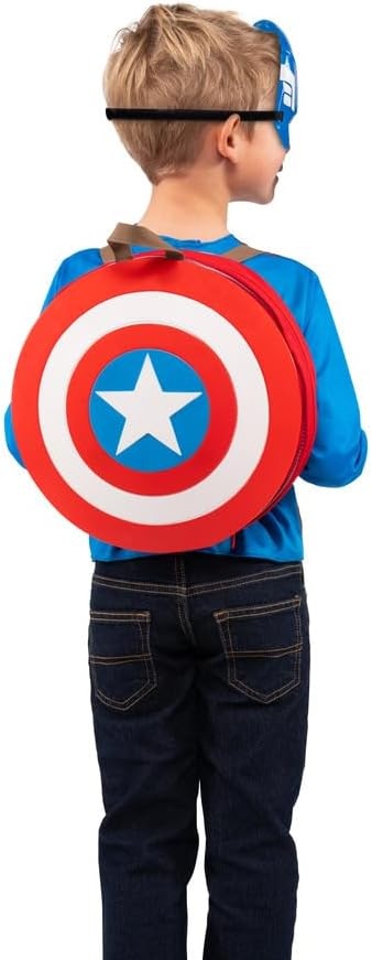 image:imageMarvel Captain America Dress Up Pack Long Sleeve Costume Top Plus 3D Plastic Mask Shield Backpack and Shield Accessories Youth Medium Multi