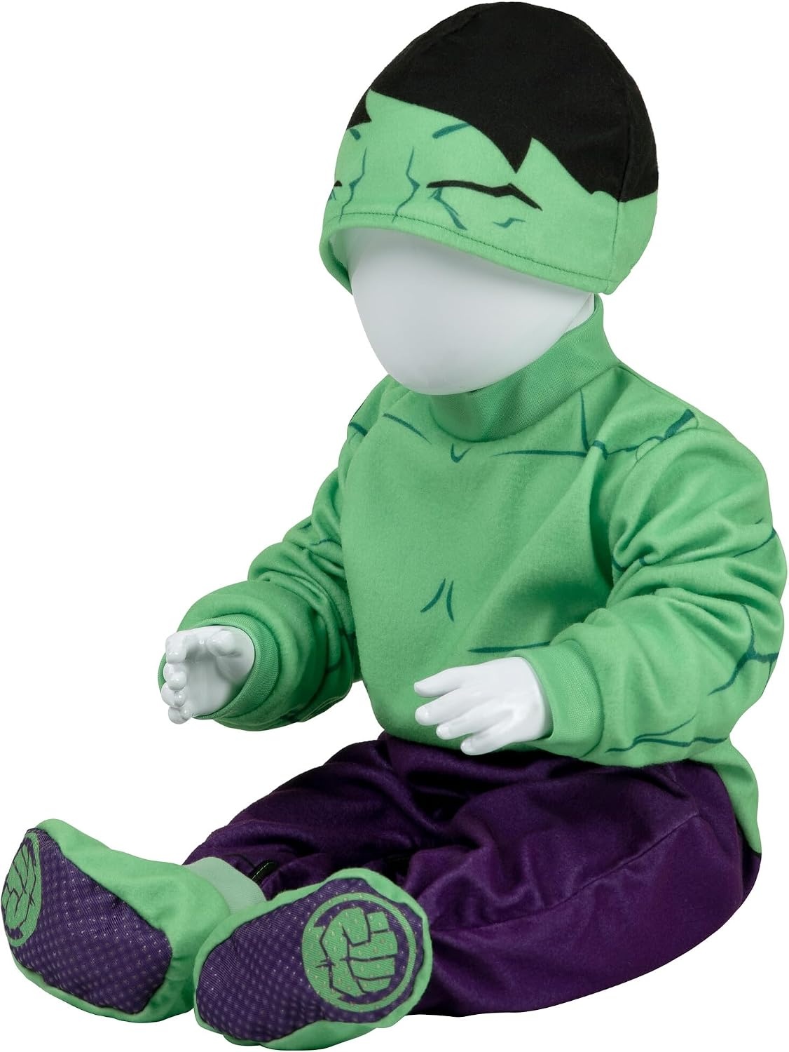 image:imageMarvel Hulk Official Infant Halloween Costume Premium Quality Minky Fabric Jumpsuit and NonSlip Booties06m