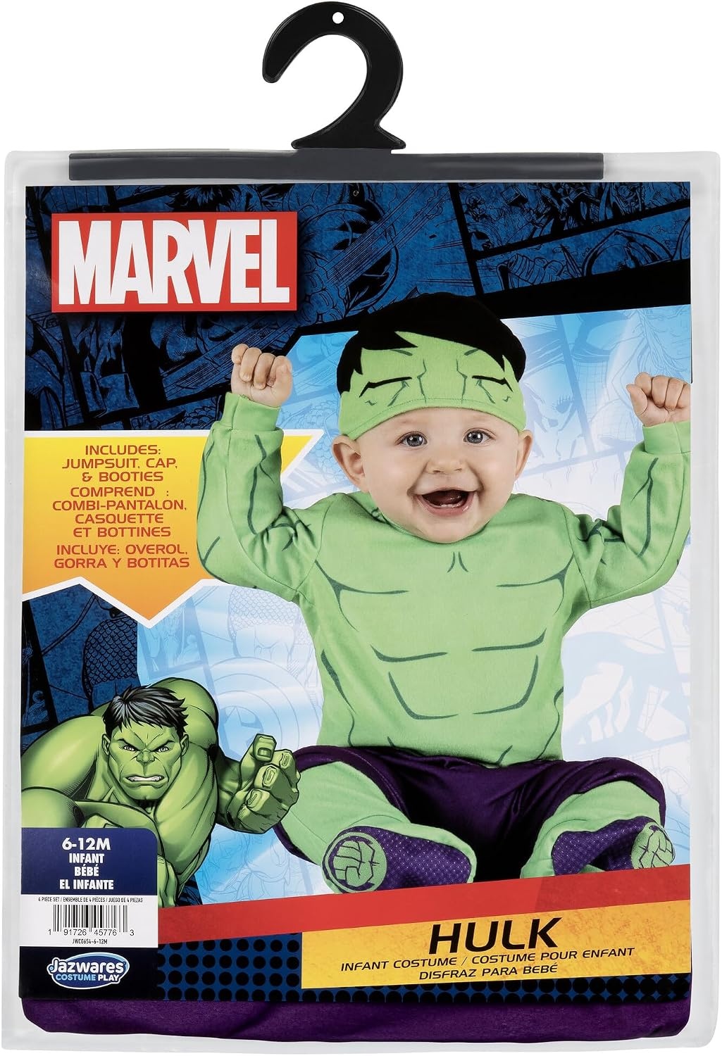 image:imageMarvel Hulk Official Infant Halloween Costume Premium Quality Minky Fabric Jumpsuit and NonSlip Booties612m