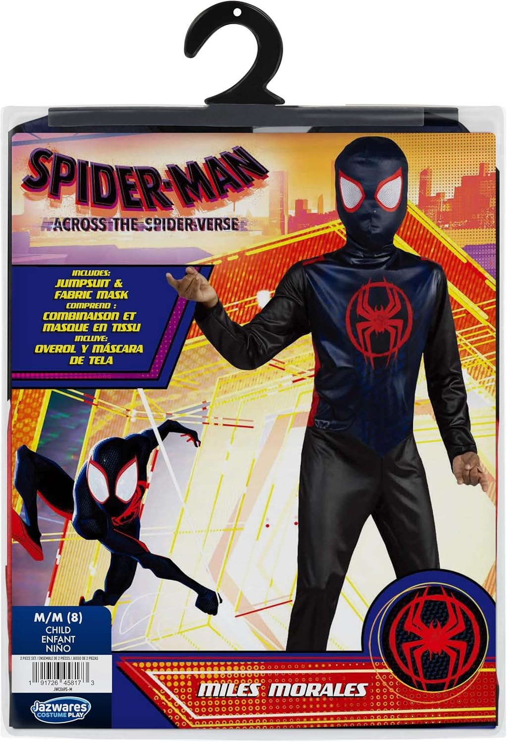 image:imageMarvel Miles Morales Official Youth Halloween Costume Printed Jumpsuit with Fabric MaskM 810