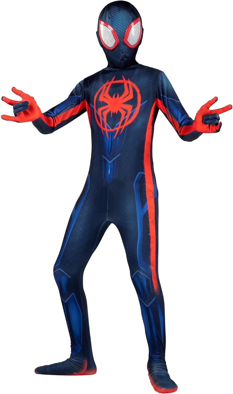 image:imageMarvel Miles Morales SpiderMan Official Youth Deluxe Zentai Costume Stretch Spandex with Hidden Zippers and Wrist SlitsXL 1416