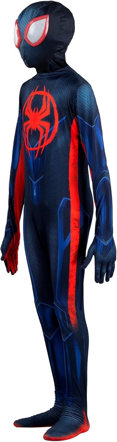 image:imageMarvel Miles Morales SpiderMan Official Youth Deluxe Zentai Costume Stretch Spandex with Hidden Zippers and Wrist SlitsXL 1416