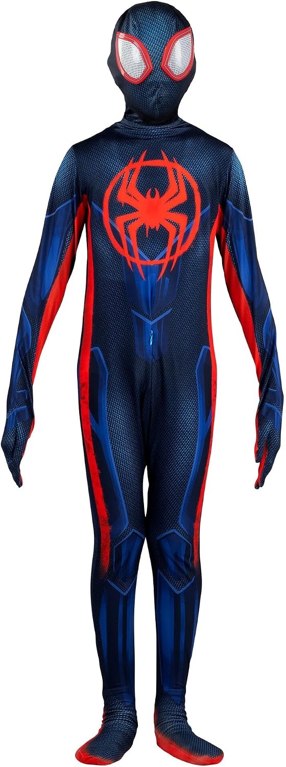 image:imageMarvel Miles Morales SpiderMan Official Youth Deluxe Zentai Costume Stretch Spandex with Hidden Zippers and Wrist SlitsXs 4