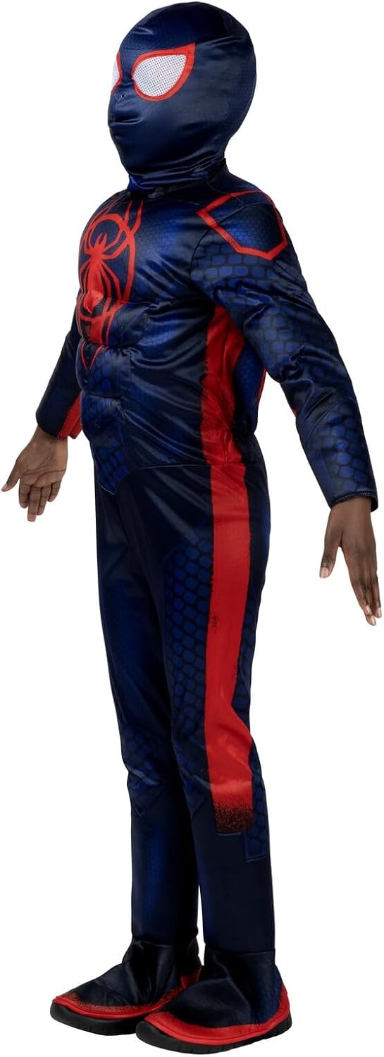 image:imageMarvel SpiderMan Miles Morales Official Youth Halloween Costume Premium Quality Padded Jumpsuit with Pull On Fabric MaskL 1214