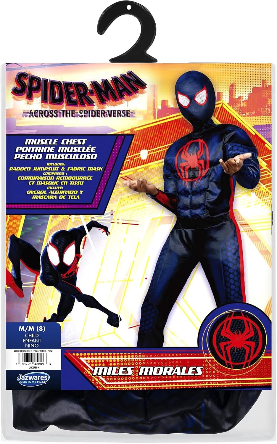 image:imageMarvel SpiderMan Miles Morales Official Youth Halloween Costume Premium Quality Padded Jumpsuit with Pull On Fabric MaskL 1214