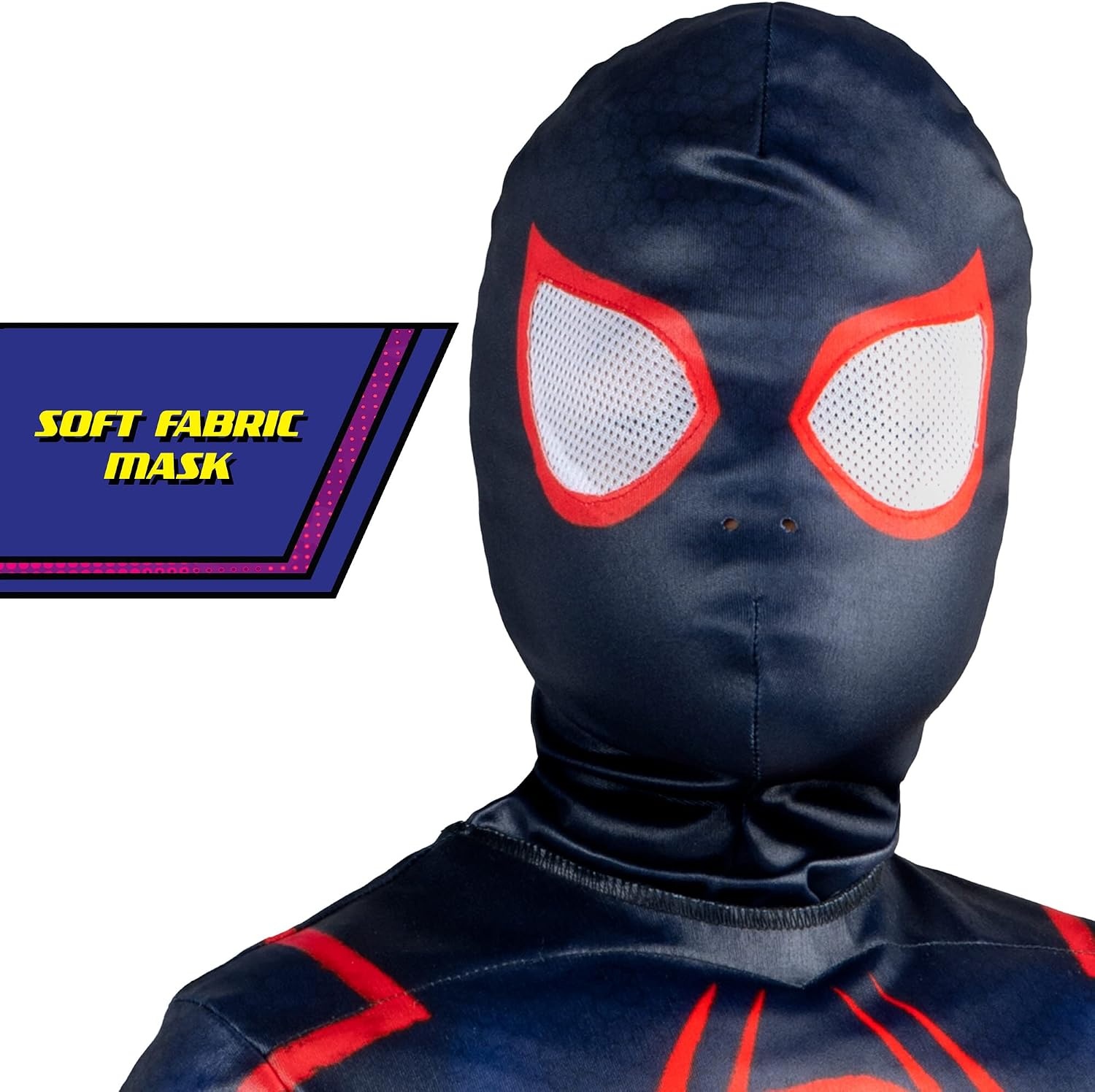image:imageMarvel SpiderMan Miles Morales Official Youth Halloween Costume Premium Quality Padded Jumpsuit with Pull On Fabric MaskS 57