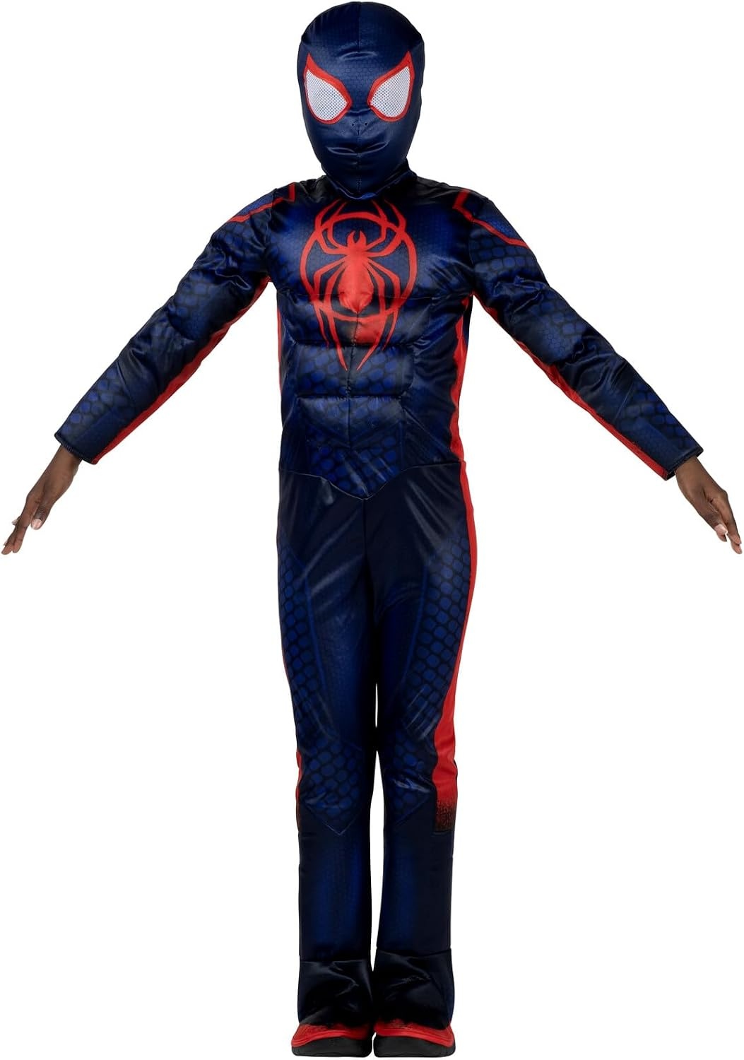 image:imageMarvel SpiderMan Miles Morales Official Youth Halloween Costume Premium Quality Padded Jumpsuit with Pull On Fabric MaskS 57