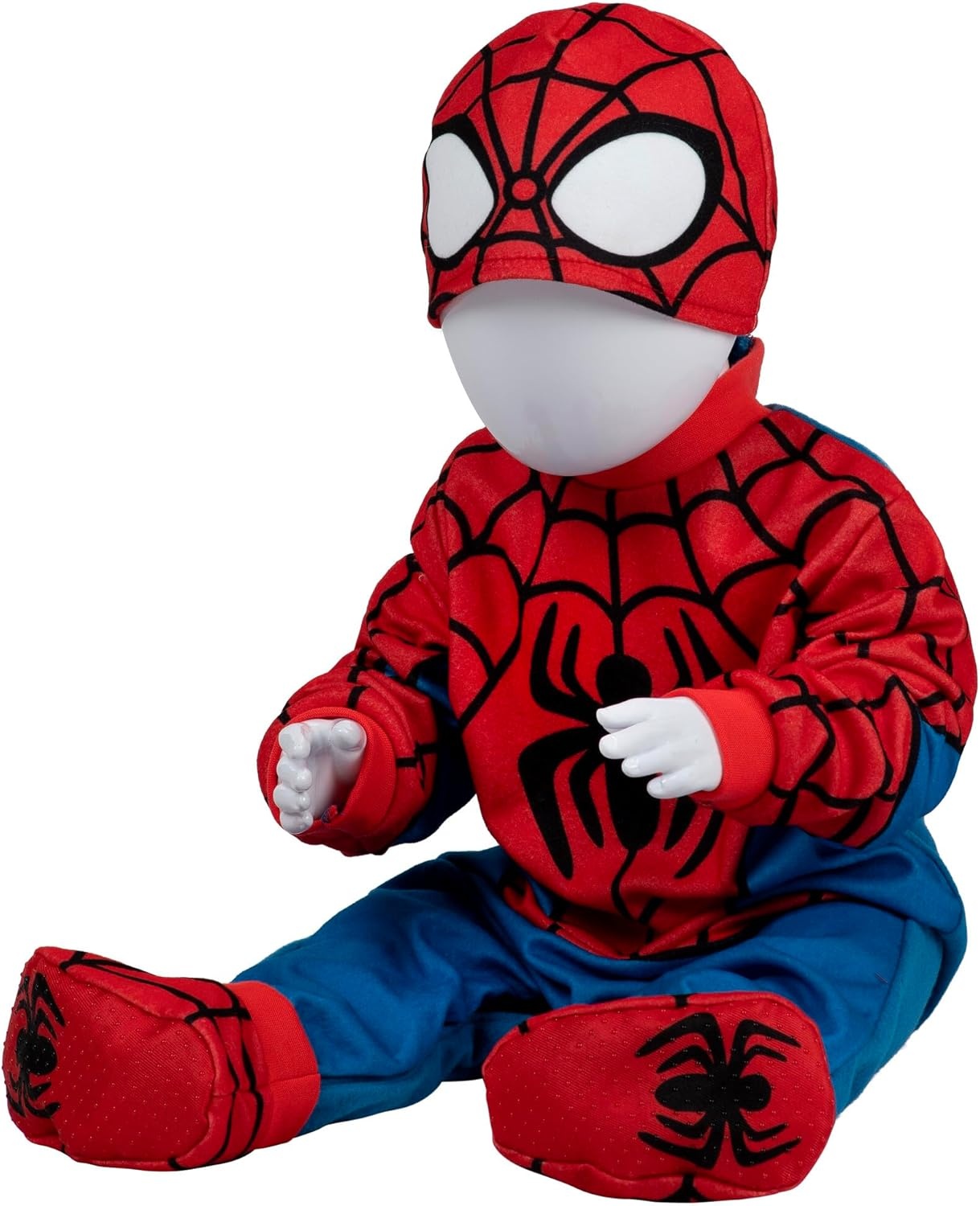 image:imageMarvel SpiderMan Official Infant Deluxe Costume Premium Quality Minky Fabric and NonSlip Grip Booties612m