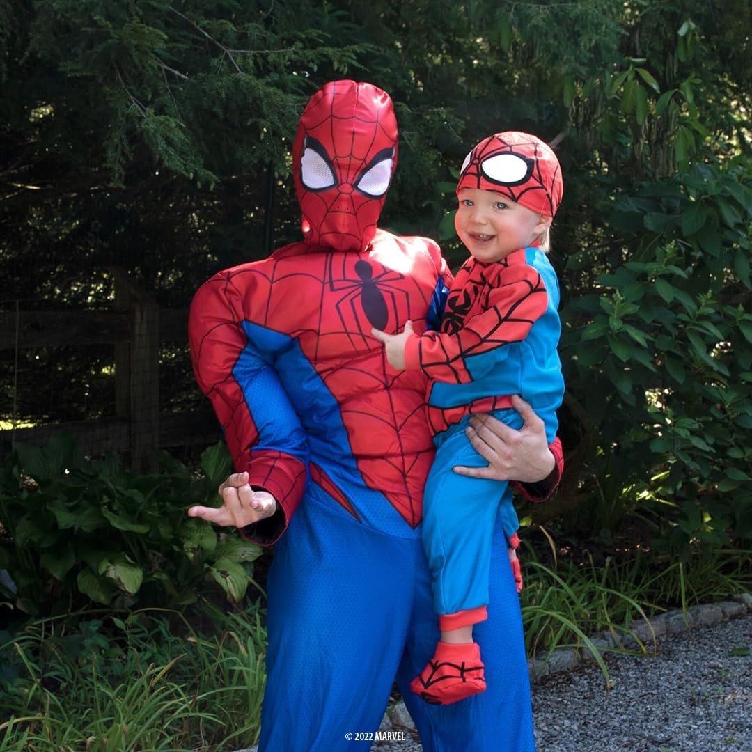image:imageMarvel SpiderMan Official Infant Deluxe Costume Premium Quality Minky Fabric and NonSlip Grip Booties612m