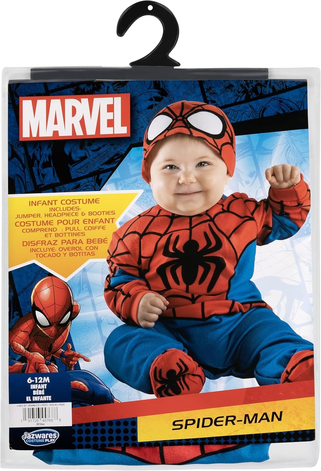 image:imageMarvel SpiderMan Official Infant Deluxe Costume Premium Quality Minky Fabric and NonSlip Grip Booties612m