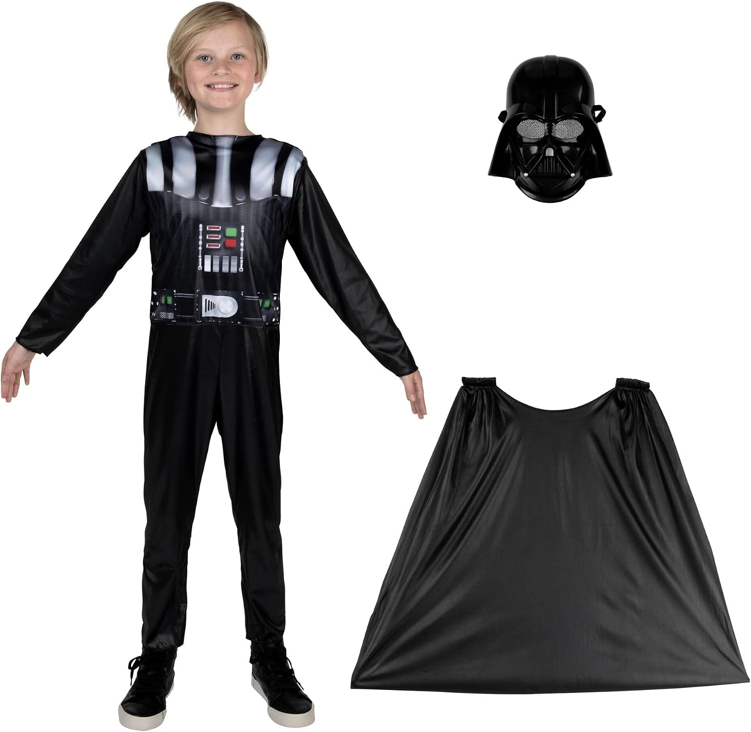 image:imageSTAR WARS Darth Vader Official Youth Halloween Costume Printed Jumpsuit with Cape and Plastic MaskL 1214