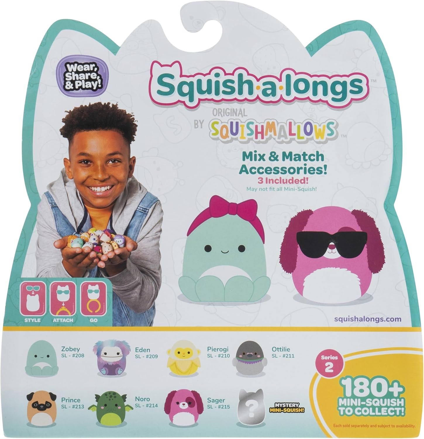 image:imageSquishalongs 8 Pack Style 1 W2 8 1 MiniSquish with 2 Accessories 1 Ring and a Collectors Guide Collect Trade amp PlayStyle 1 W2